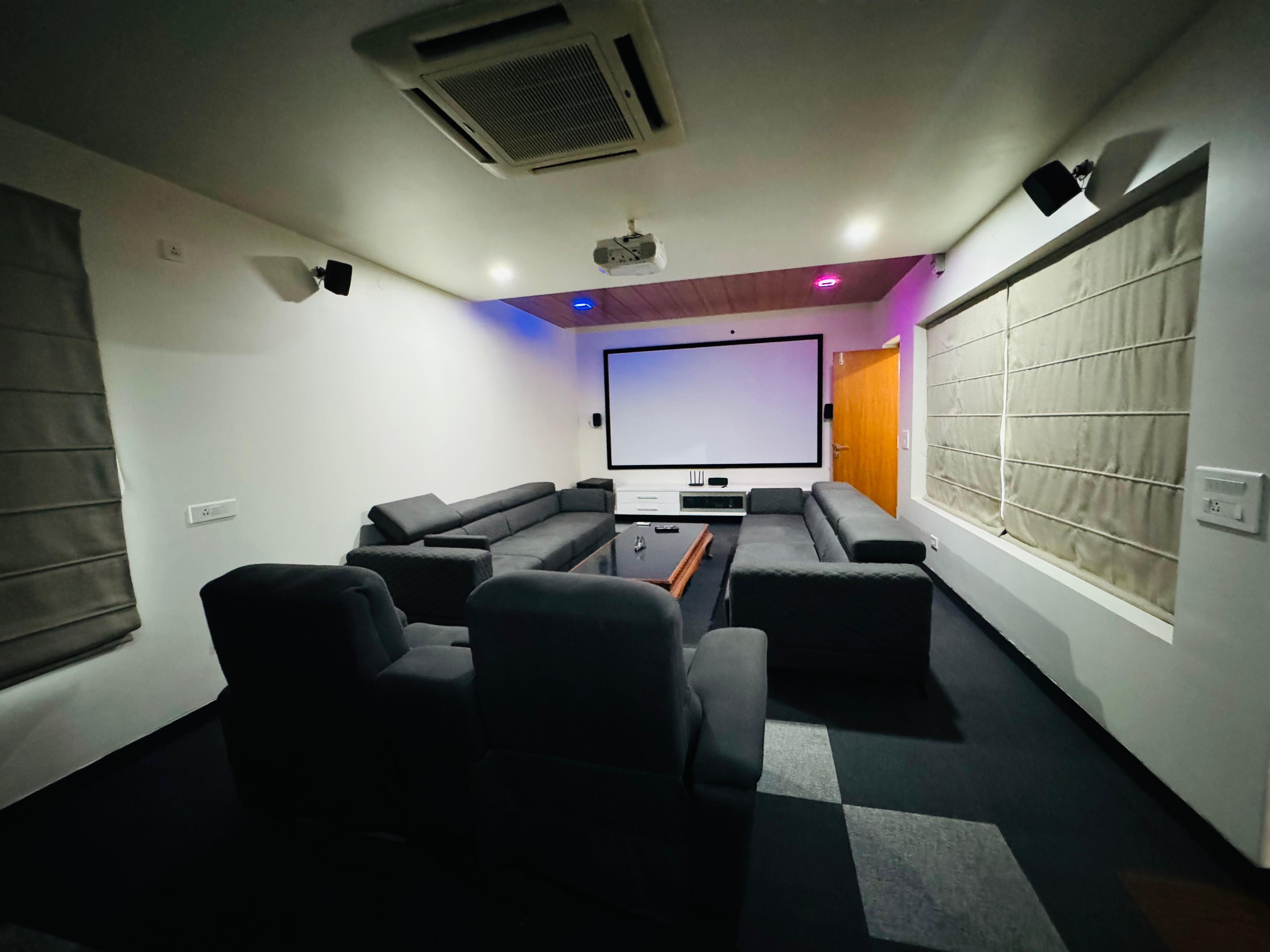 Illustration of Penthouse Room With Home Theater And Bar