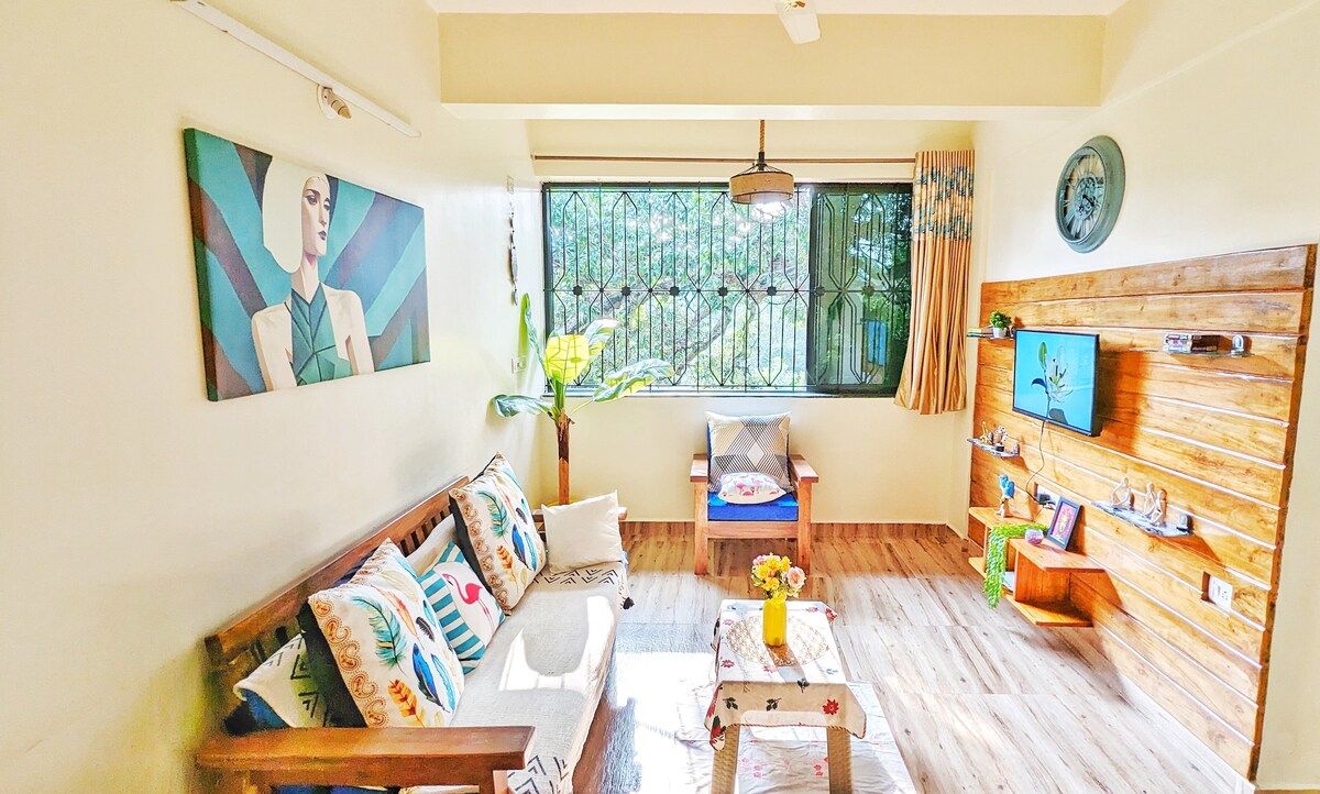 Gem 'inius 1BHK Nr Thalassa Anjuna Vagator Beach 𝗕𝗢𝗢𝗞 Goa Apartment