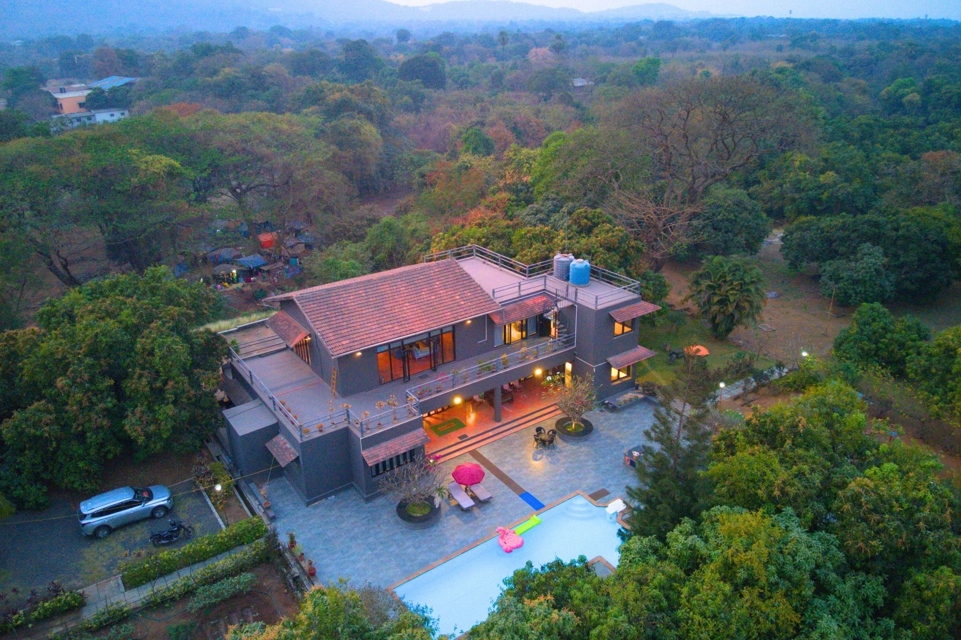 ELIVAAS Signature El Parque Forest Villa | 5 BHK with Private Pool, Lush Greenery & Gaming Zone - Tap to explore photos